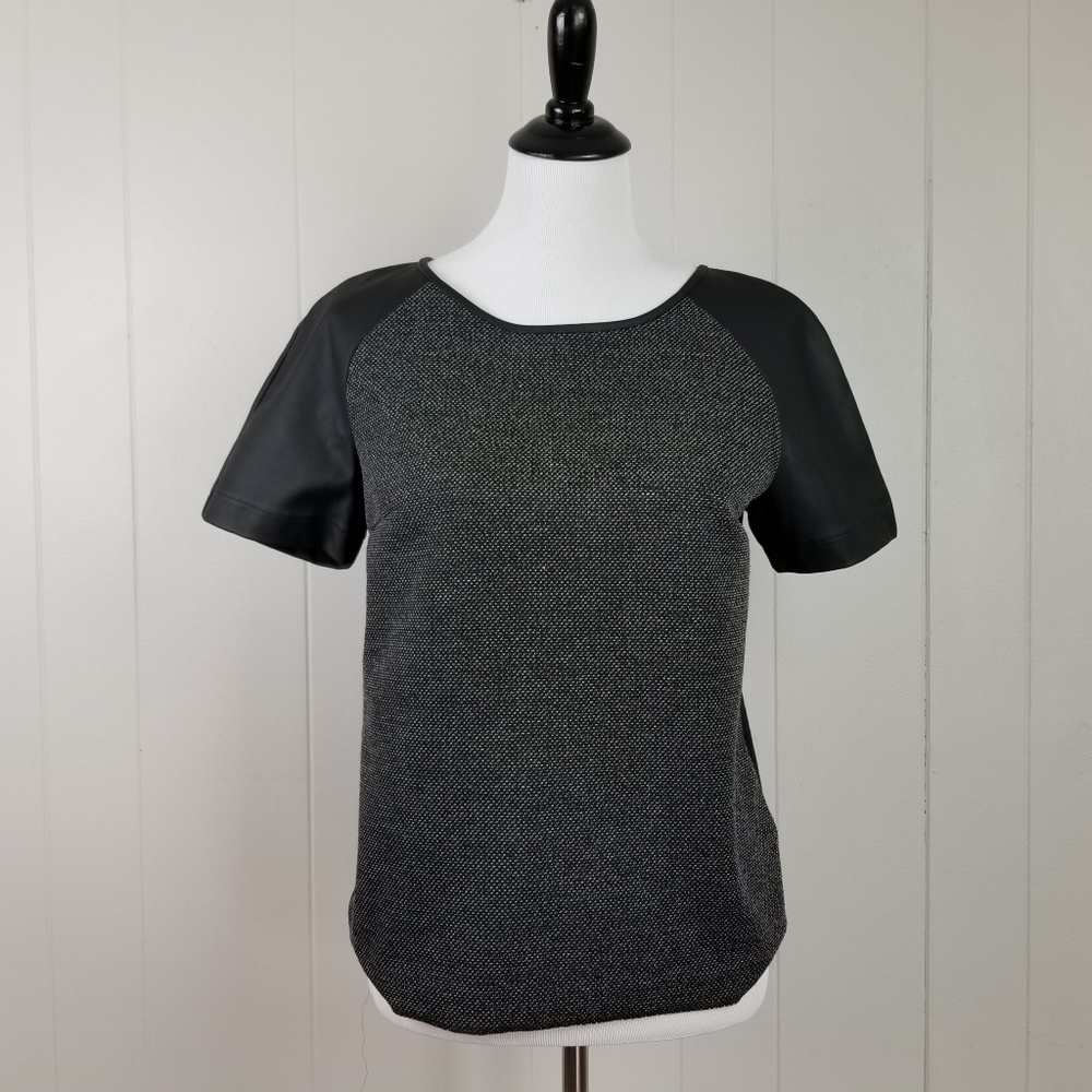 Express NWOT Faux Leather Short Sleeve Top